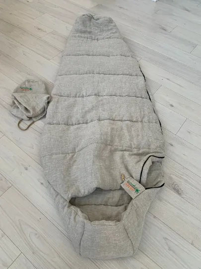 36" x 84" the HEMP natural Sleeping bag with hood organic hemp fiber filling inside in linen non-dyed fabric