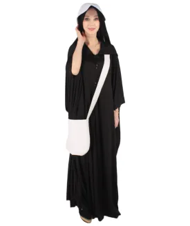 Adult Women's Robe Handmaid Costume with Bag and Bonnet | Black Cosplay Costume