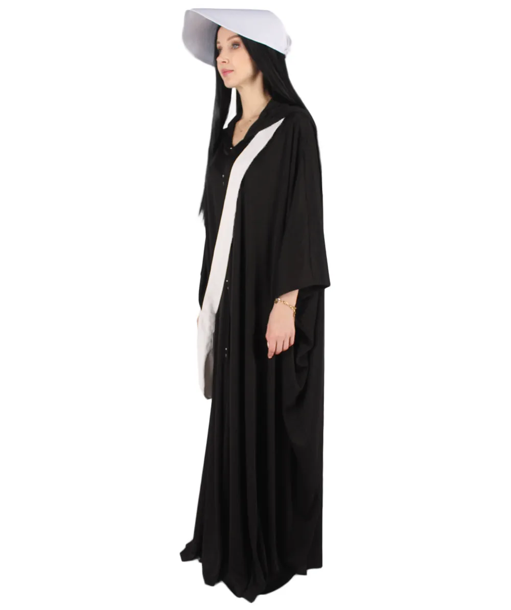Adult Women's Robe Handmaid Costume with Bag and Bonnet | Black Cosplay Costume