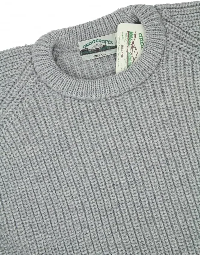 Aran Crafts Men's Fisherman Irish Rib Crew Neck Wool Sweater (100% Pure Wool)