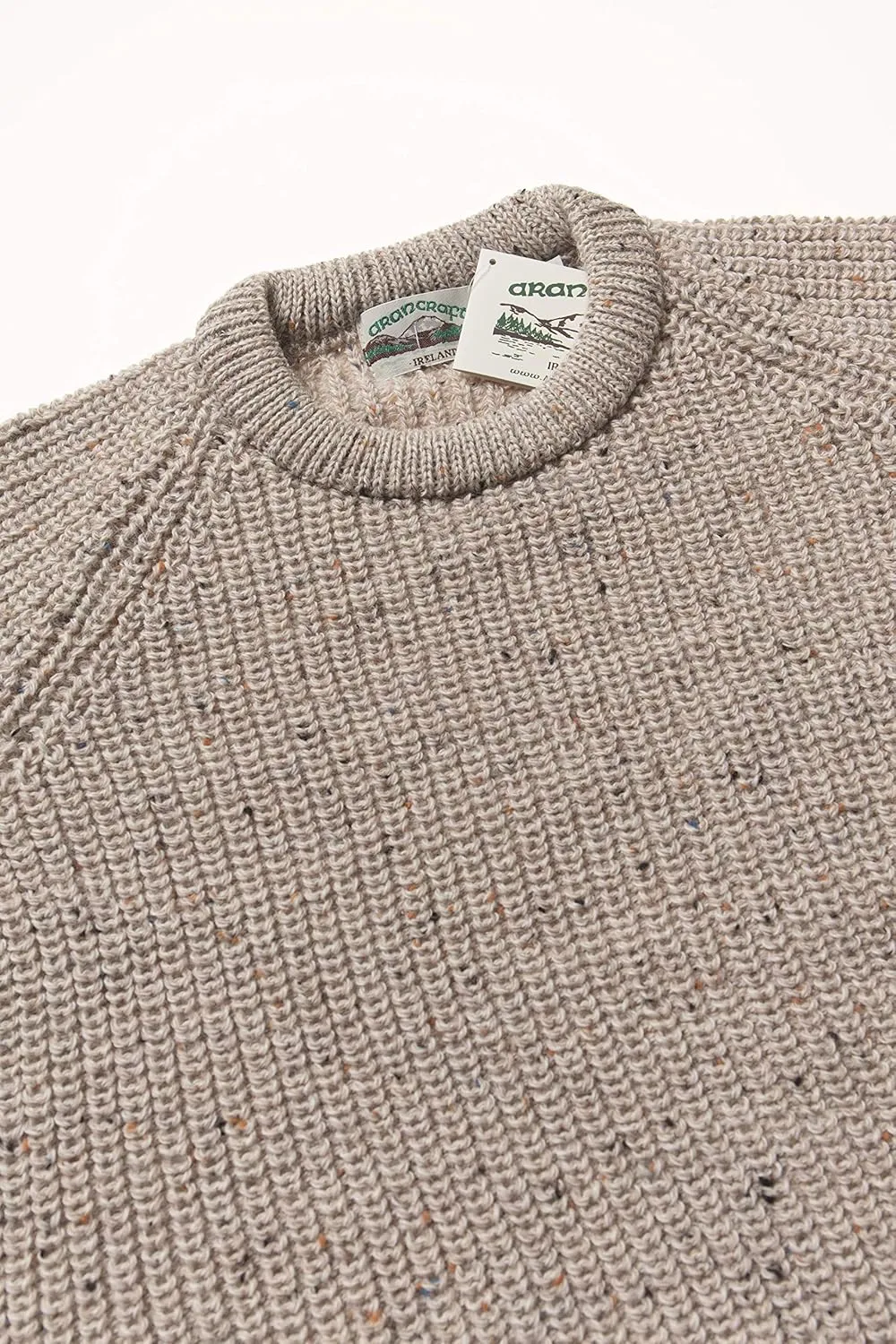 Aran Crafts Men's Fisherman Irish Rib Crew Neck Wool Sweater (100% Pure Wool)