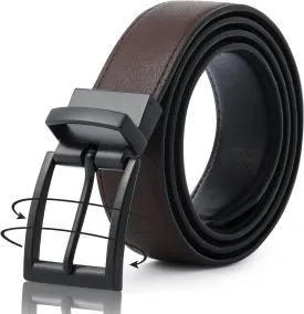 AWAYTR Reversible Leather Belt for Women - Two Color-in-One Belt for Women Men Belt with Rotated Buckle for Jeans Dress