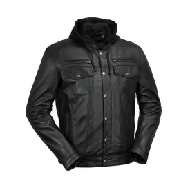 AXEL - MENS'S HOODED LEATHER JACKET