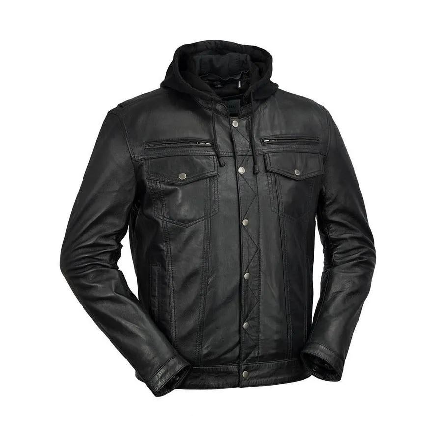 AXEL - MENS'S HOODED LEATHER JACKET