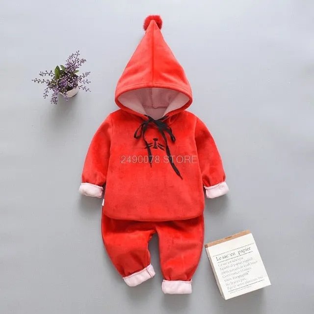 Baby Boys Girls Christmas Autumn Warm WaistCoat   Sweatshirt   Pants 3Pcs Infant Kids Children Sports Suit Toddler Clothes