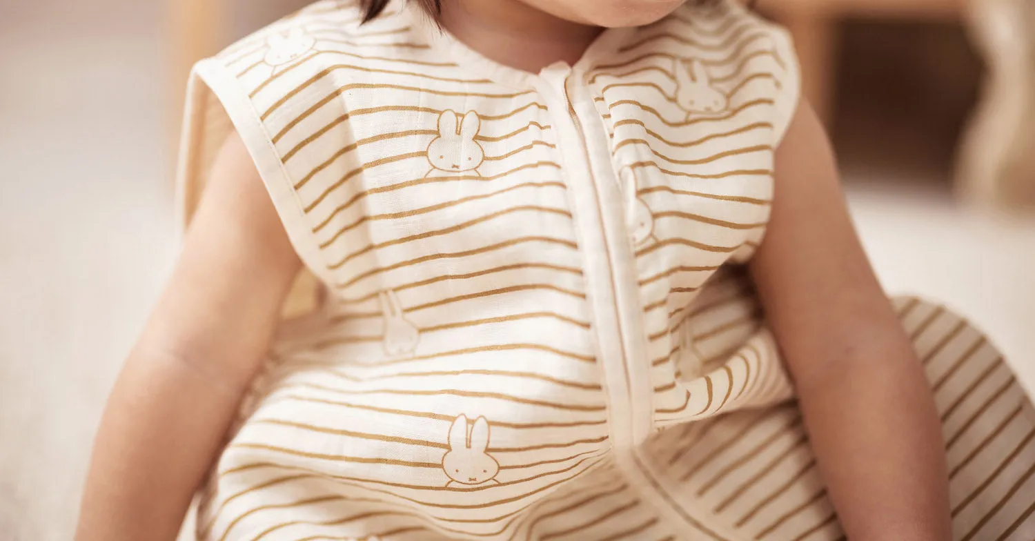 Baby Sleeping Bag Muslin 110cm Miffy Stripe - Biscuit