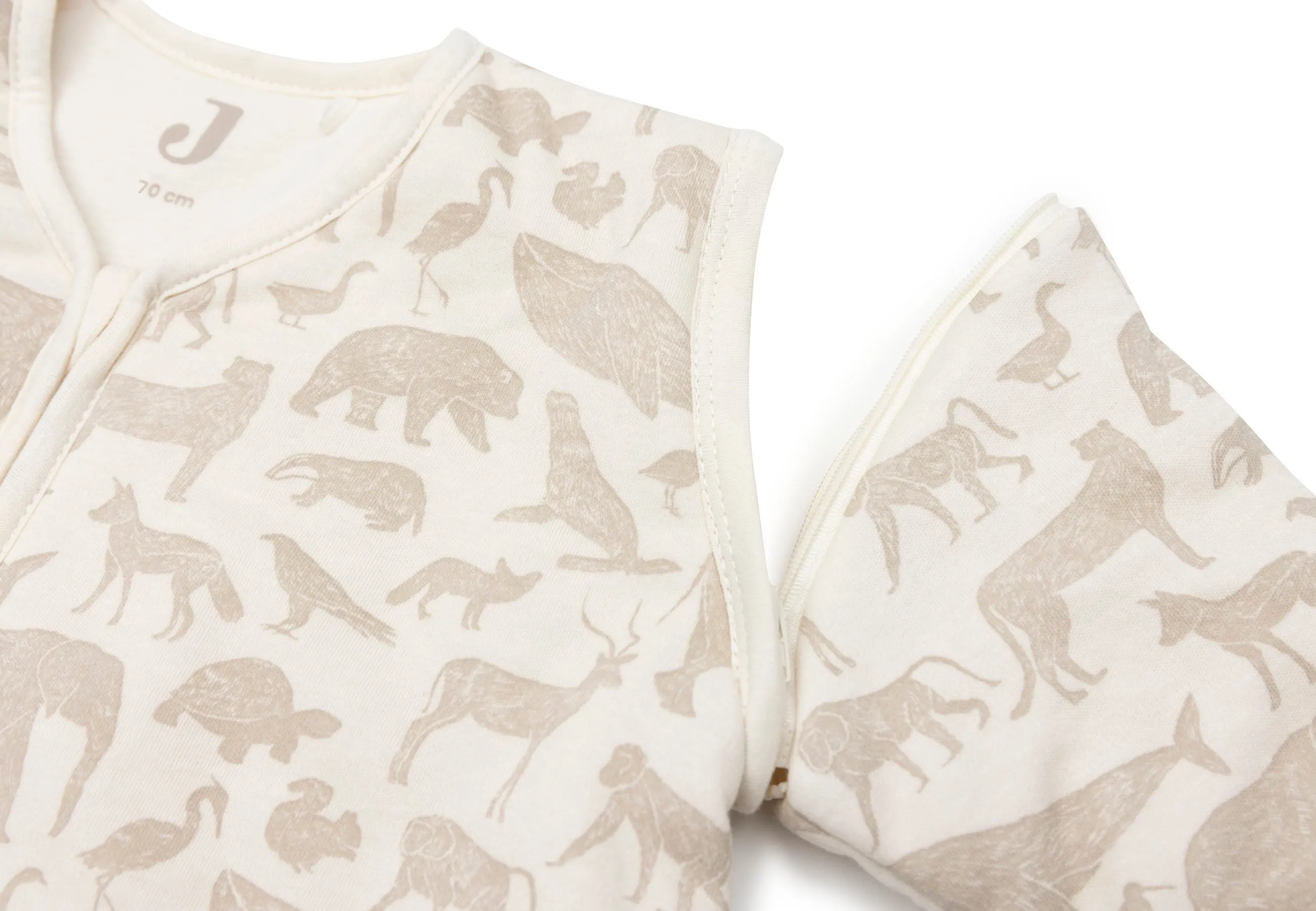 Baby Sleeping Bag with Removable Sleeves 70cm Animals - Nougat