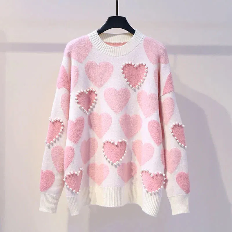 Beaded Love Knit Sweater AD21142
