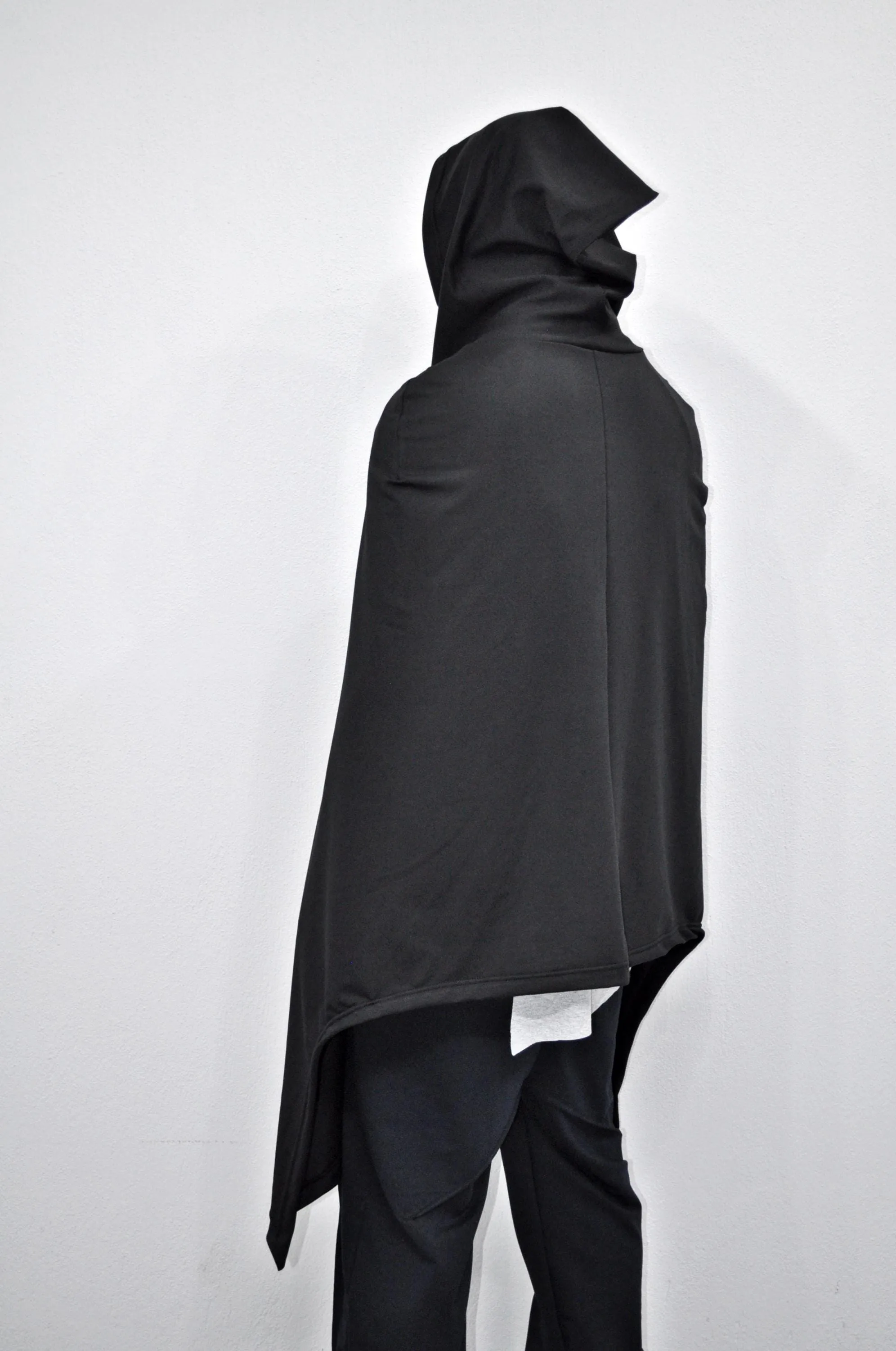 Black Overlong Cosplay Cloak,Poncho Cardigan Men Women,Shawl,Versatile Fantasy Robe, Renaissance Hooded Wizard, Medieval Cloak,Ritual-BB0165
