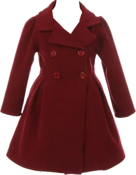 BluNight Collection Girls Dress Coat Long Sleeve Button Pocket Long Winter Coat Outerwear 2-14