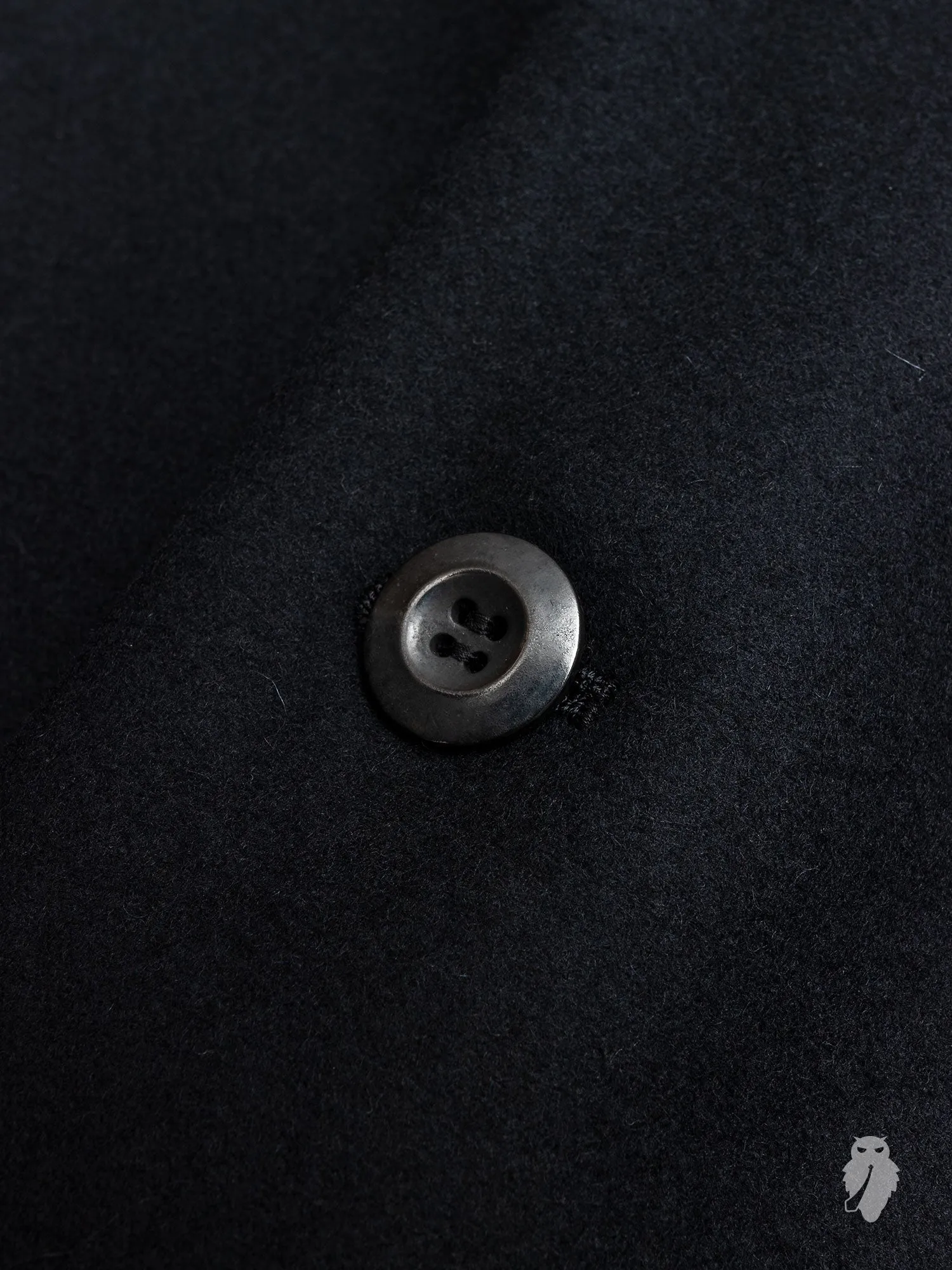 Cashmere Melton Hooded Chesterfield Coat in Black