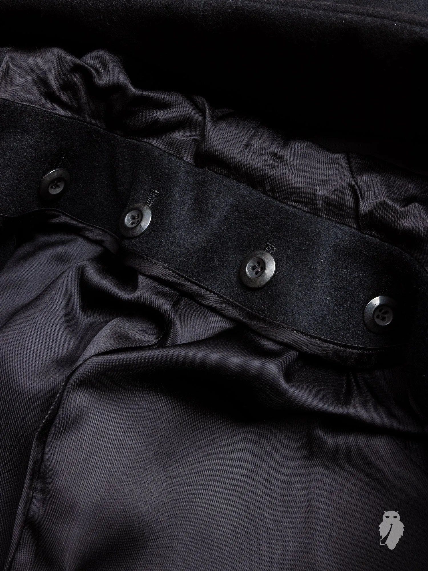 Cashmere Melton Hooded Chesterfield Coat in Black
