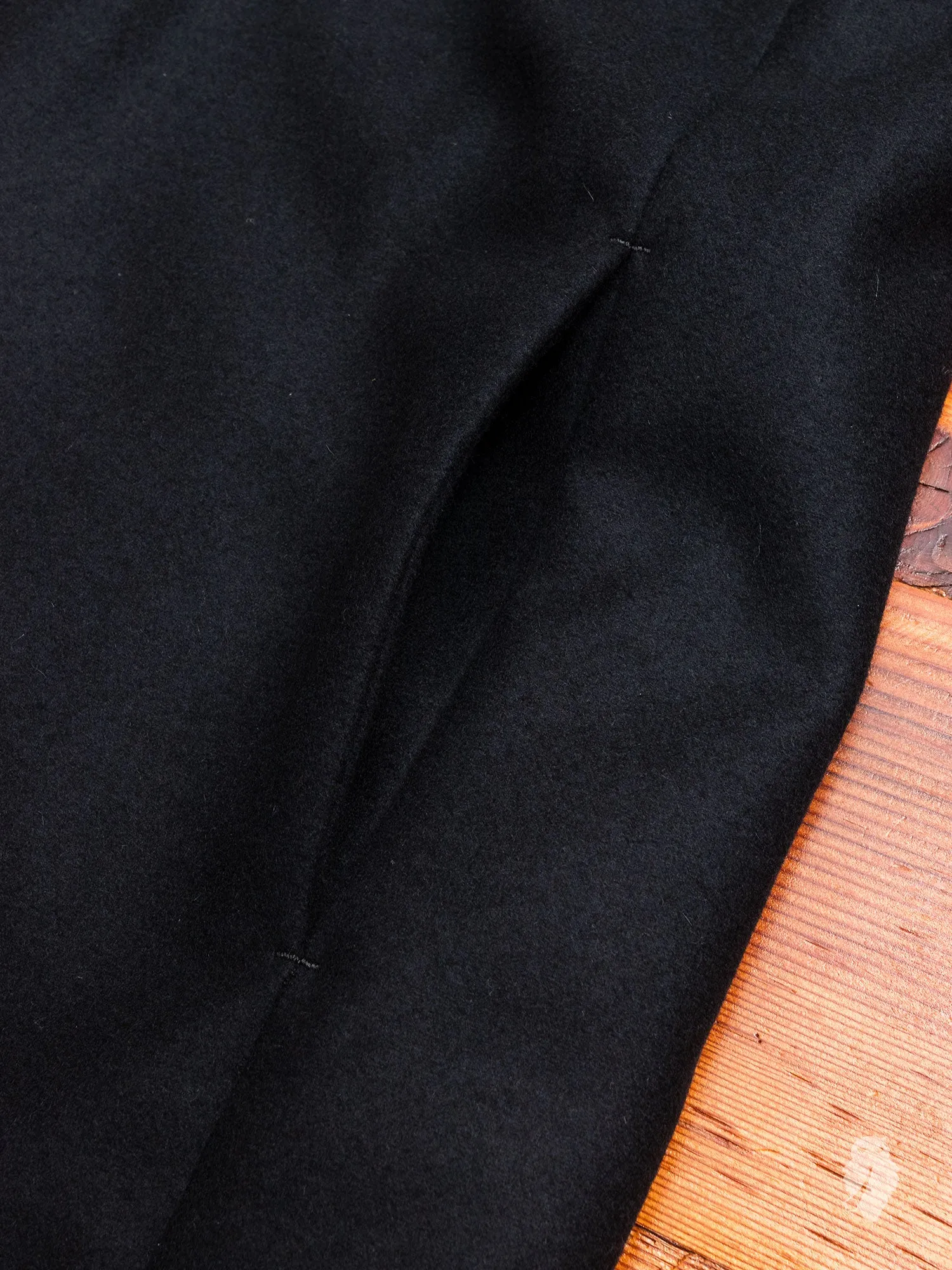 Cashmere Melton Hooded Chesterfield Coat in Black