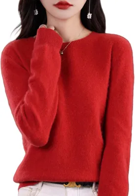Cashmere Sweater for Women - Crew Neck Long Sleeve Soft Pullover