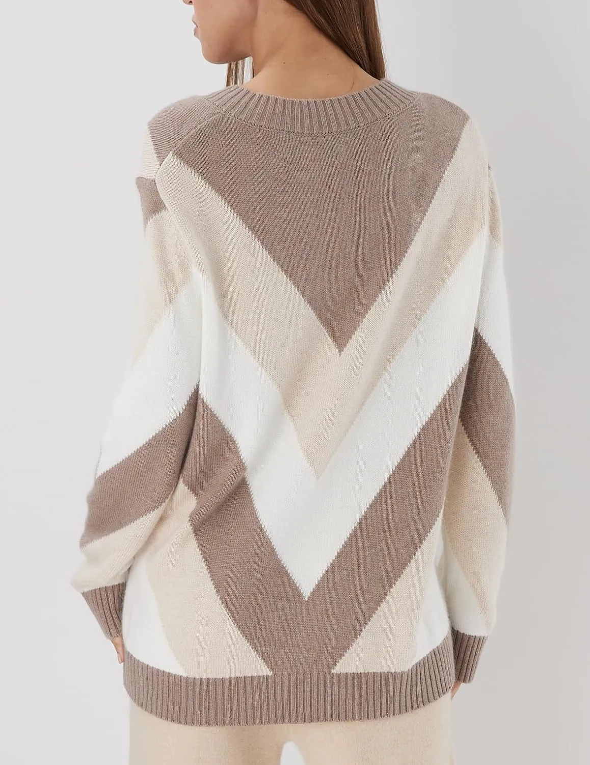 Cashmere Sweaters for Women Oversized V Neck Pullover, Long Sleeve Casual Loose Fit, Fall Fashion Top, Striped