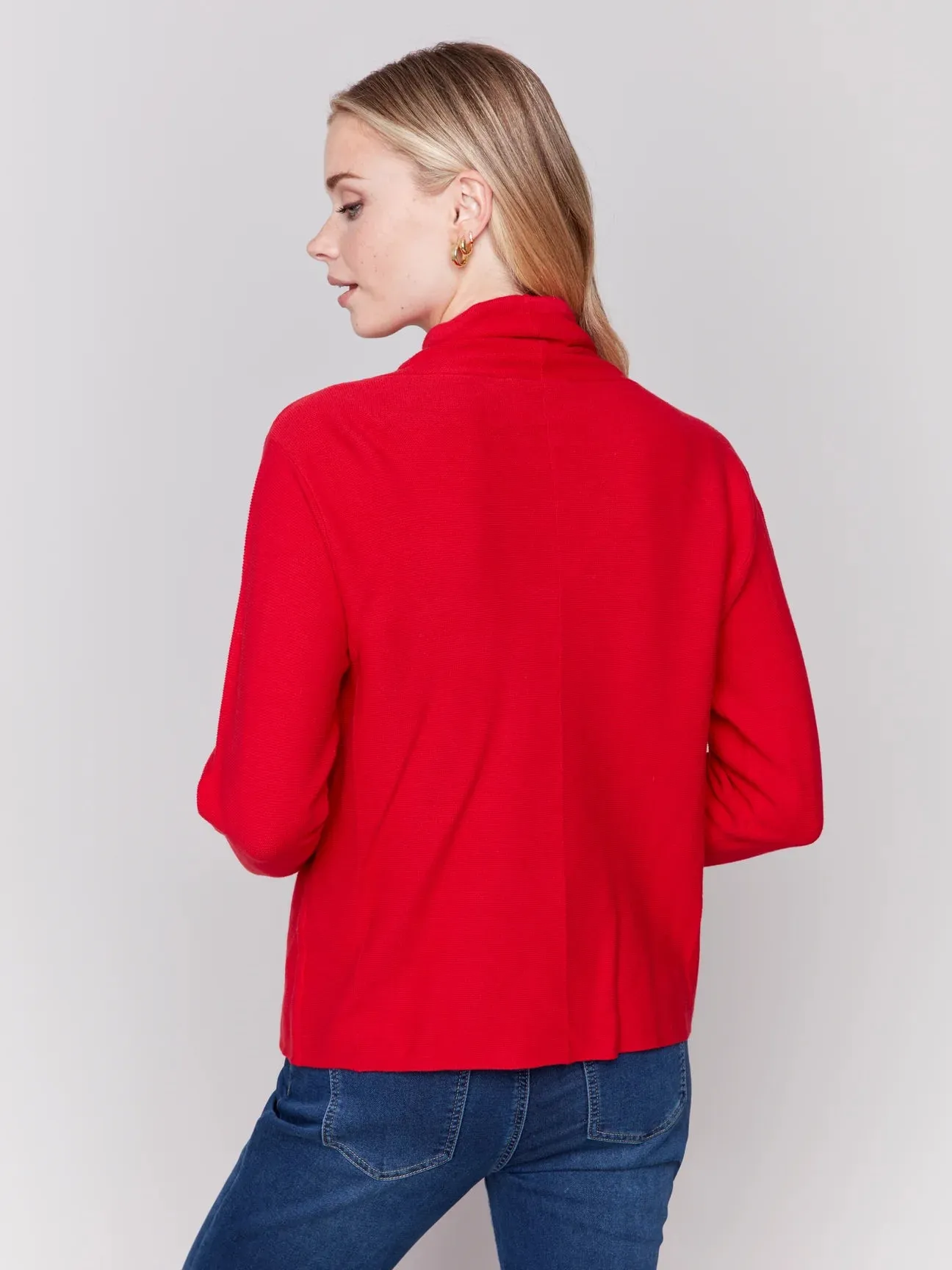 Charlie B Ottoman Stitch Mock-Neck Sweater With Front Pocket - C2419W-348B