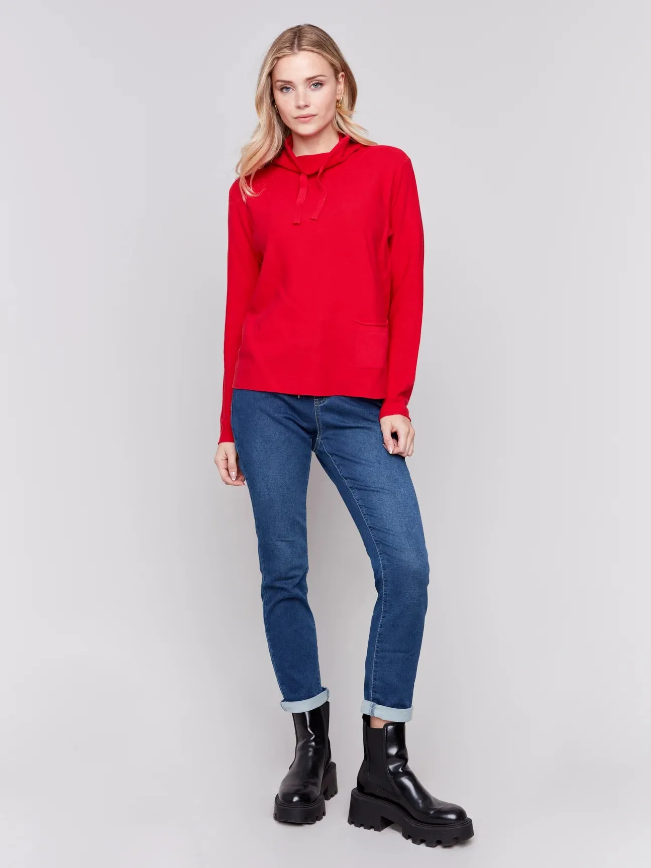 Charlie B Ottoman Stitch Mock-Neck Sweater With Front Pocket - C2419W-348B