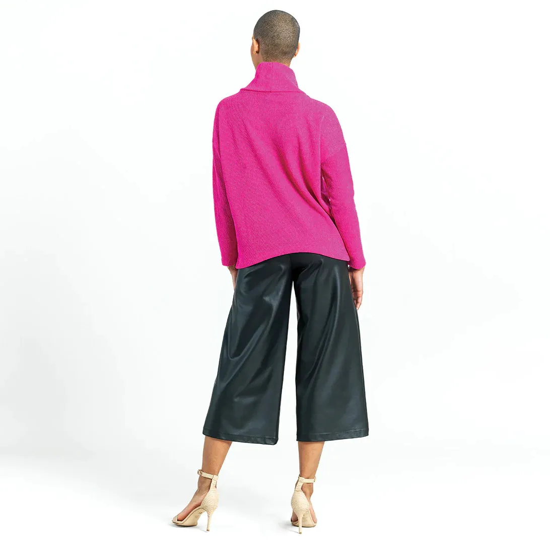 Clara Sunwoo - Cozy Turtle Neck Sweater W/Tipped Hem - Hot Pink