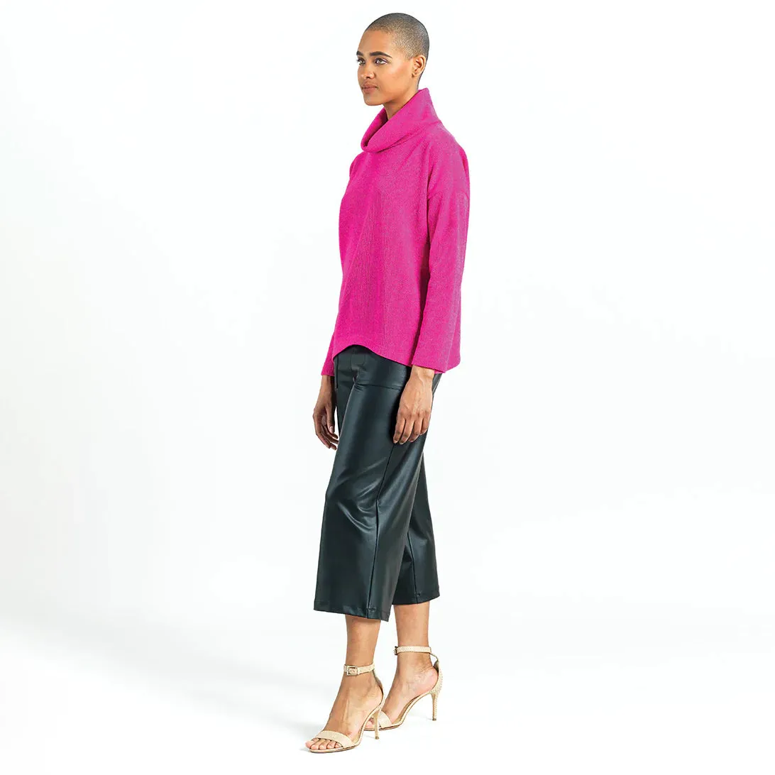 Clara Sunwoo - Cozy Turtle Neck Sweater W/Tipped Hem - Hot Pink