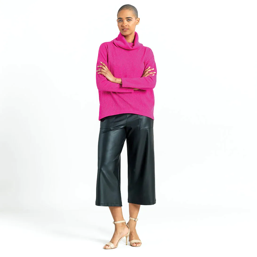 Clara Sunwoo - Cozy Turtle Neck Sweater W/Tipped Hem - Hot Pink