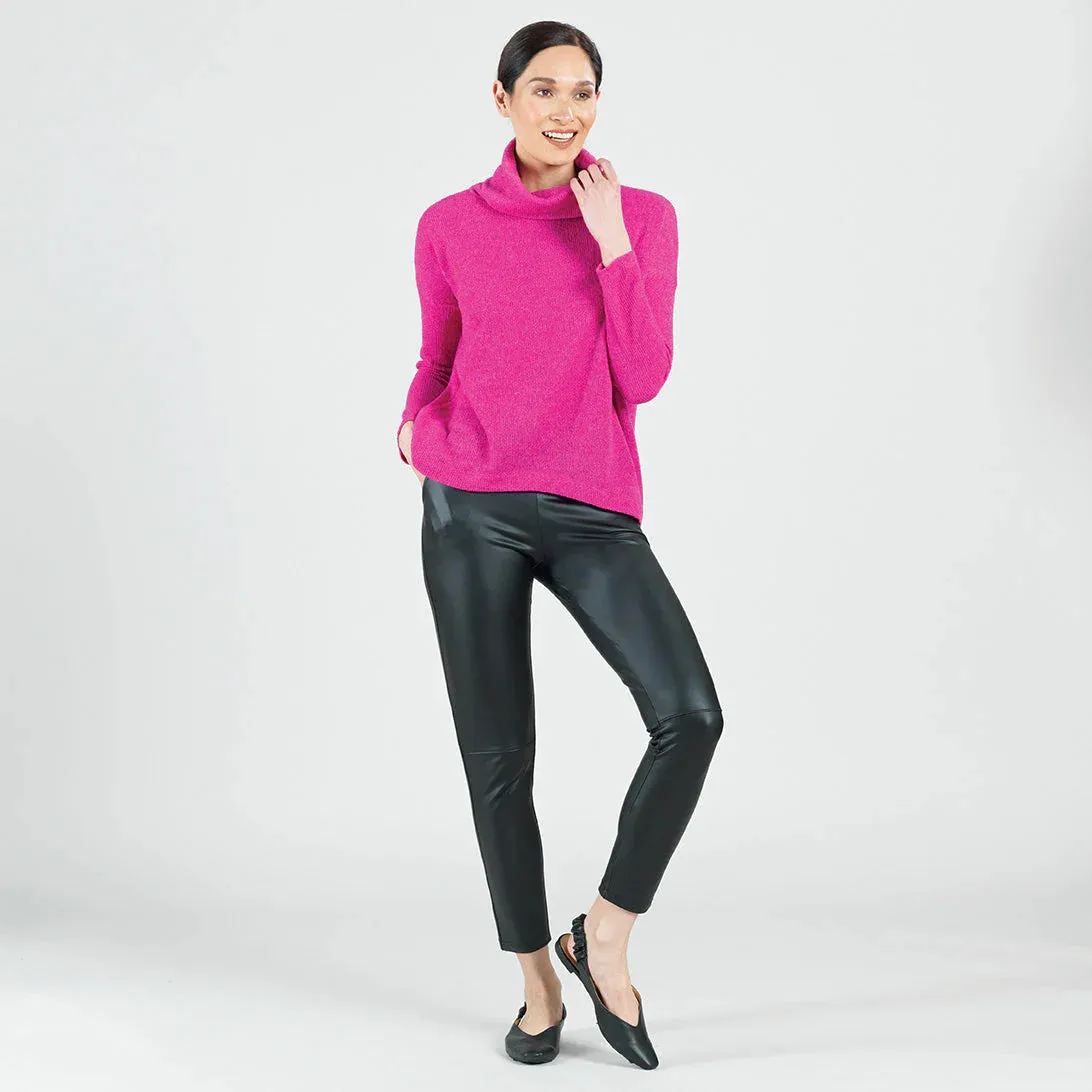 Clara Sunwoo - Cozy Turtle Neck Sweater W/Tipped Hem - Hot Pink