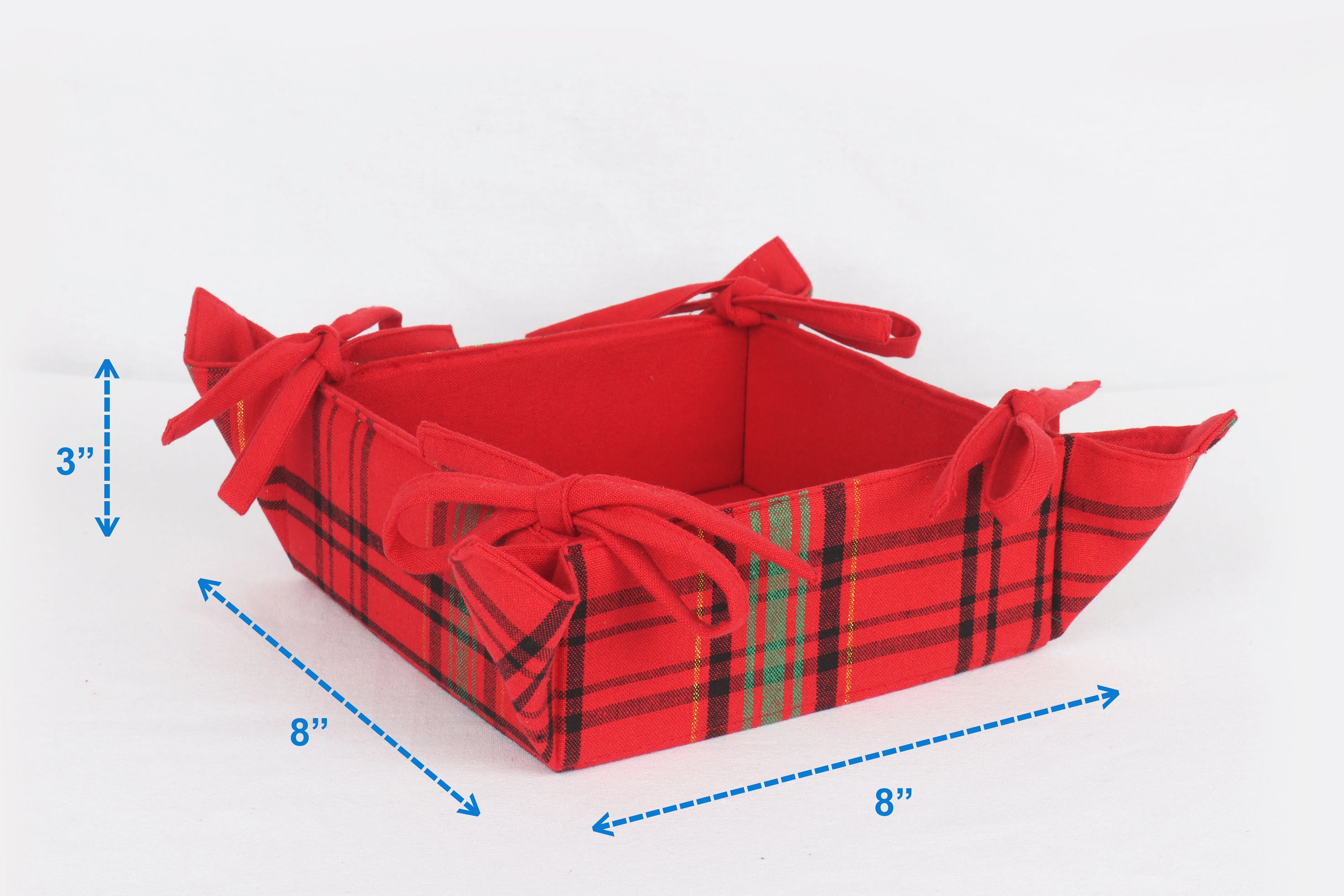 Cotton Christmas Checked Pattern Dining & Kitchen Bread Basket Pack Of 1