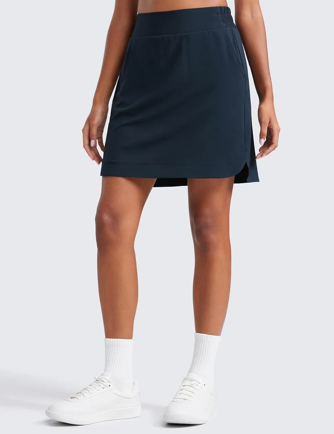 CRZ YOGA Golf Skirts for Women 18'' High Waisted A Line Athletic Casual Tennis Skort with Shorts Pockets