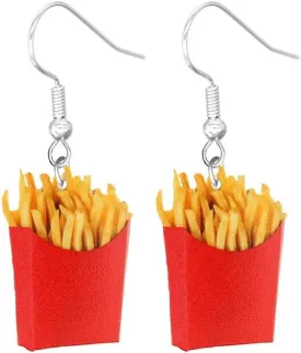 Cute Pizza Egg Bread Fries Hamburger Dangle Earrings Creative Funny Vivid Food Drop Earrings Acrylic Accessories Gift for Women Girls