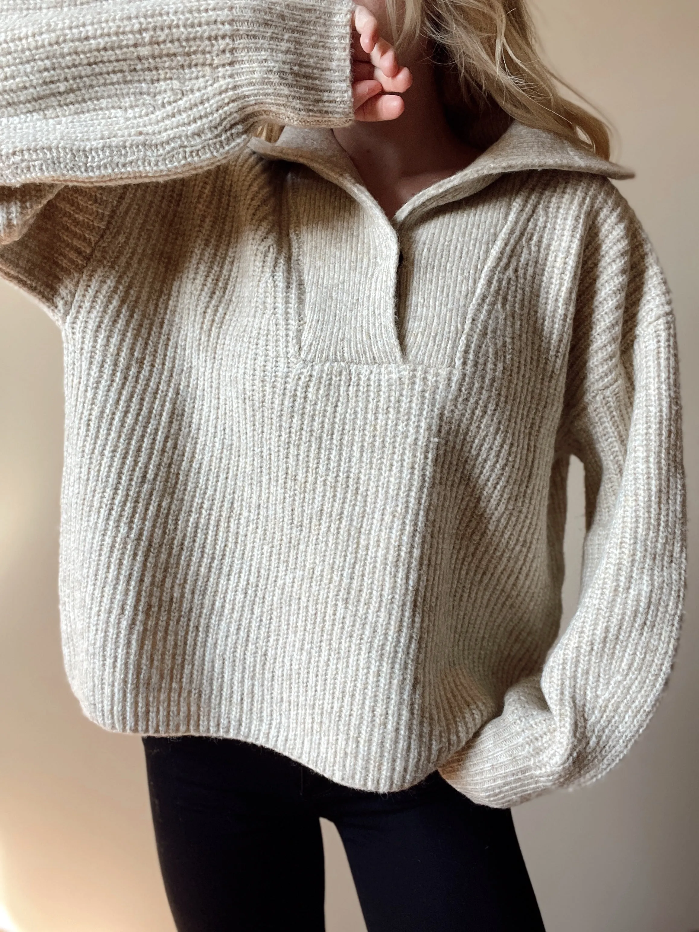 Dana Oat Henley Sweater