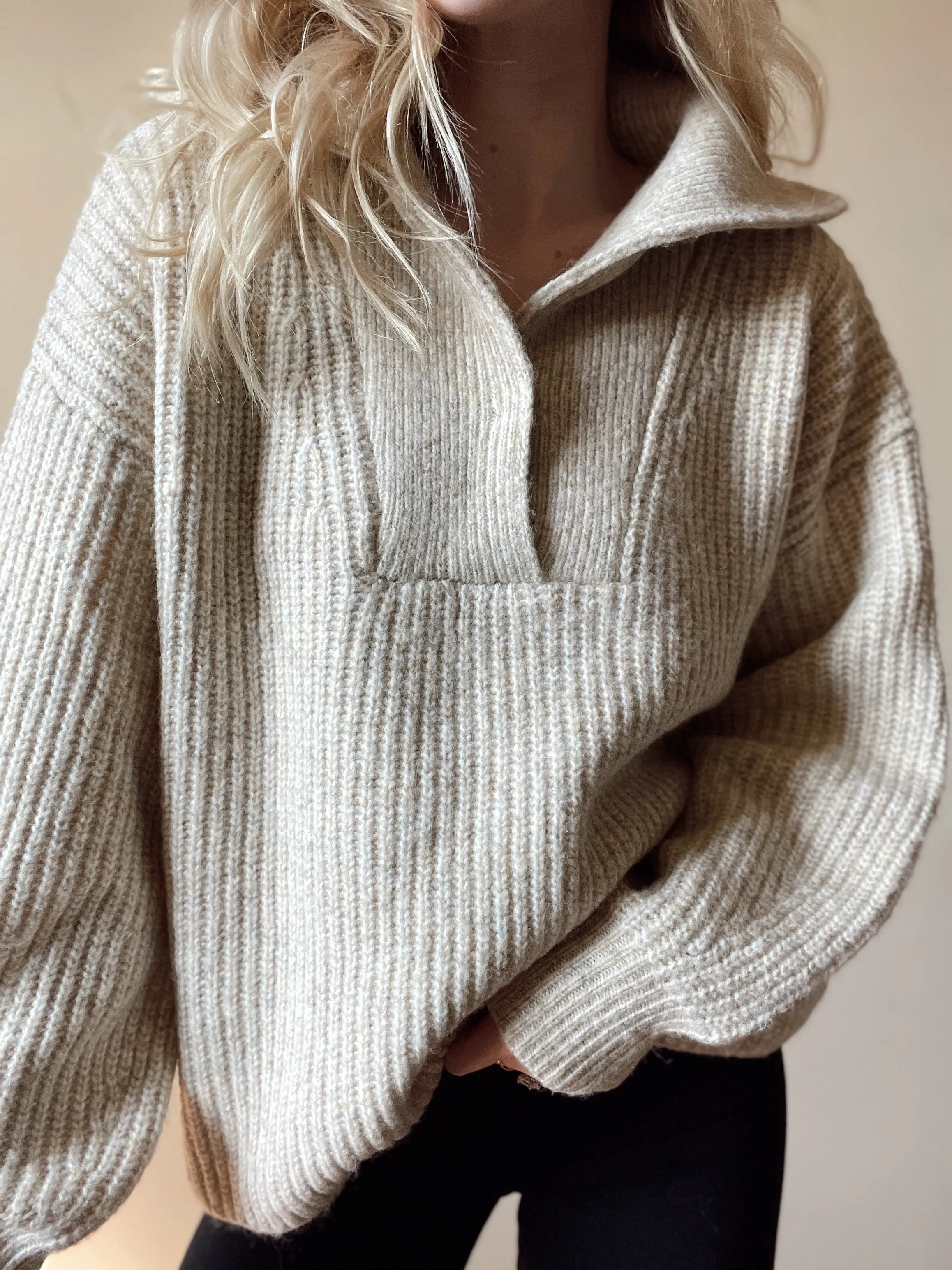 Dana Oat Henley Sweater