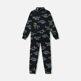 Deux Par Deux Two-Piece Thermal Underwear Set - Printed Dinos