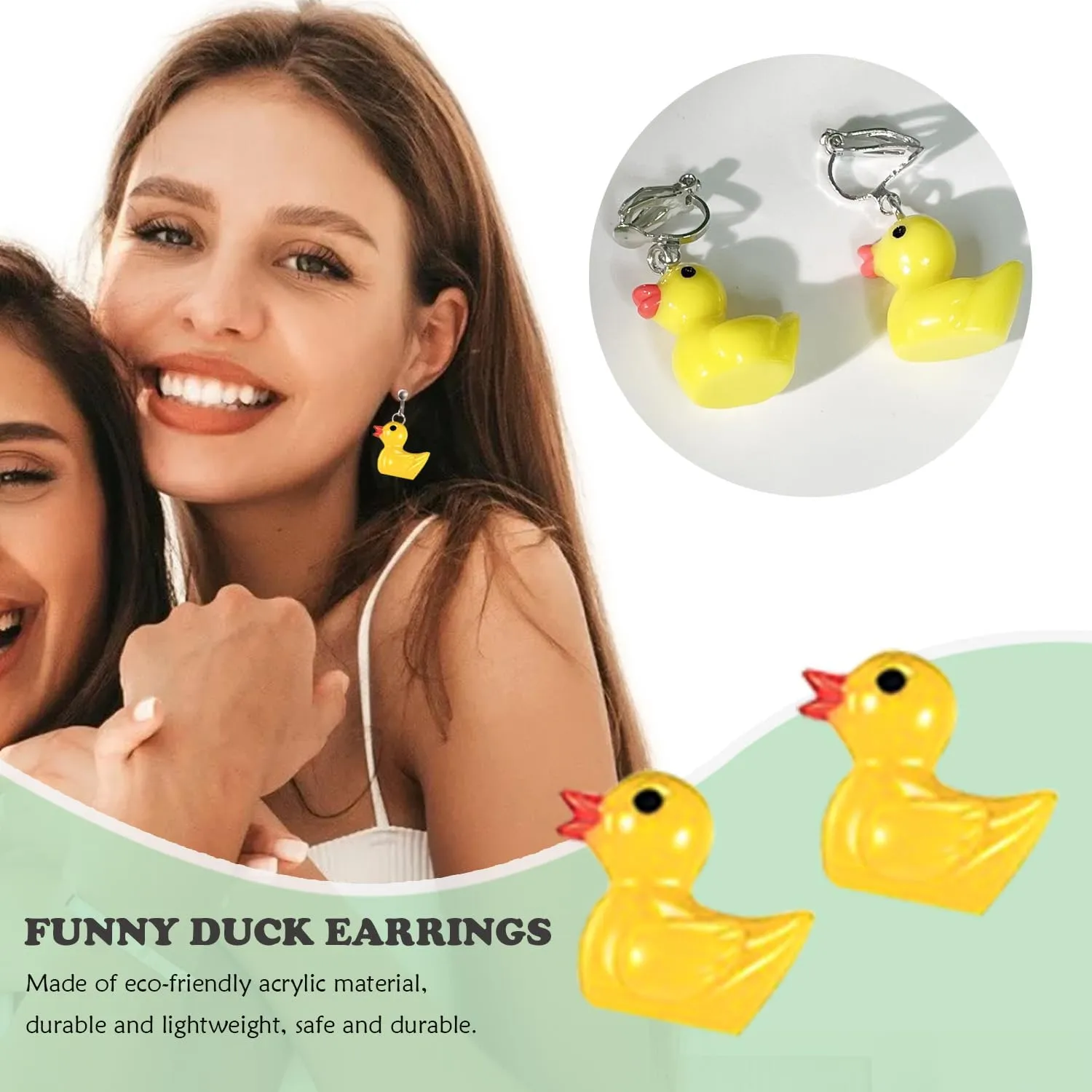 EIELO 30 Pairs Weird Cute Funny Earrings Gummy Bear Duck (Clip On) Drop Dangle Earrings for Women Aesthetic Earrings Food Animal Earrings Set