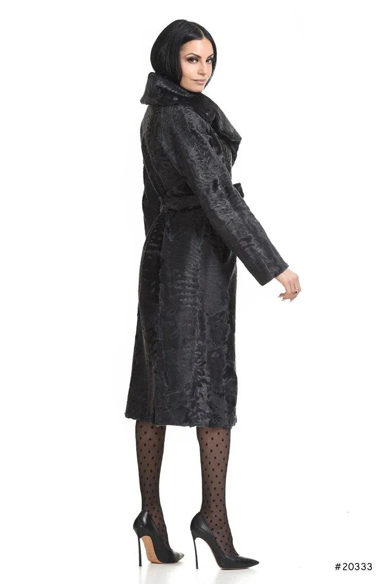 Elegant Persian Lamb coat with belt