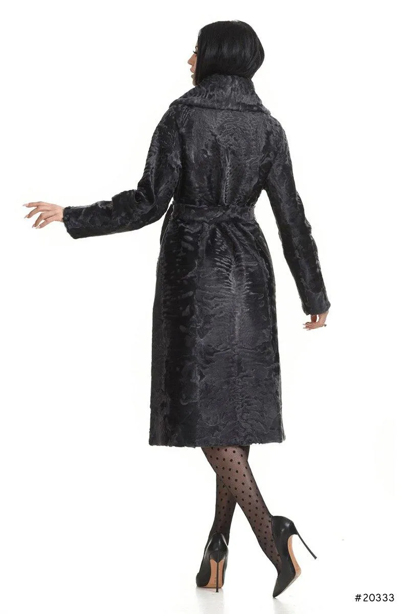 Elegant Persian Lamb coat with belt