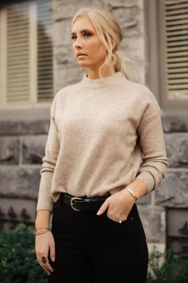 Emilia Crew Neck Sweater in Tan