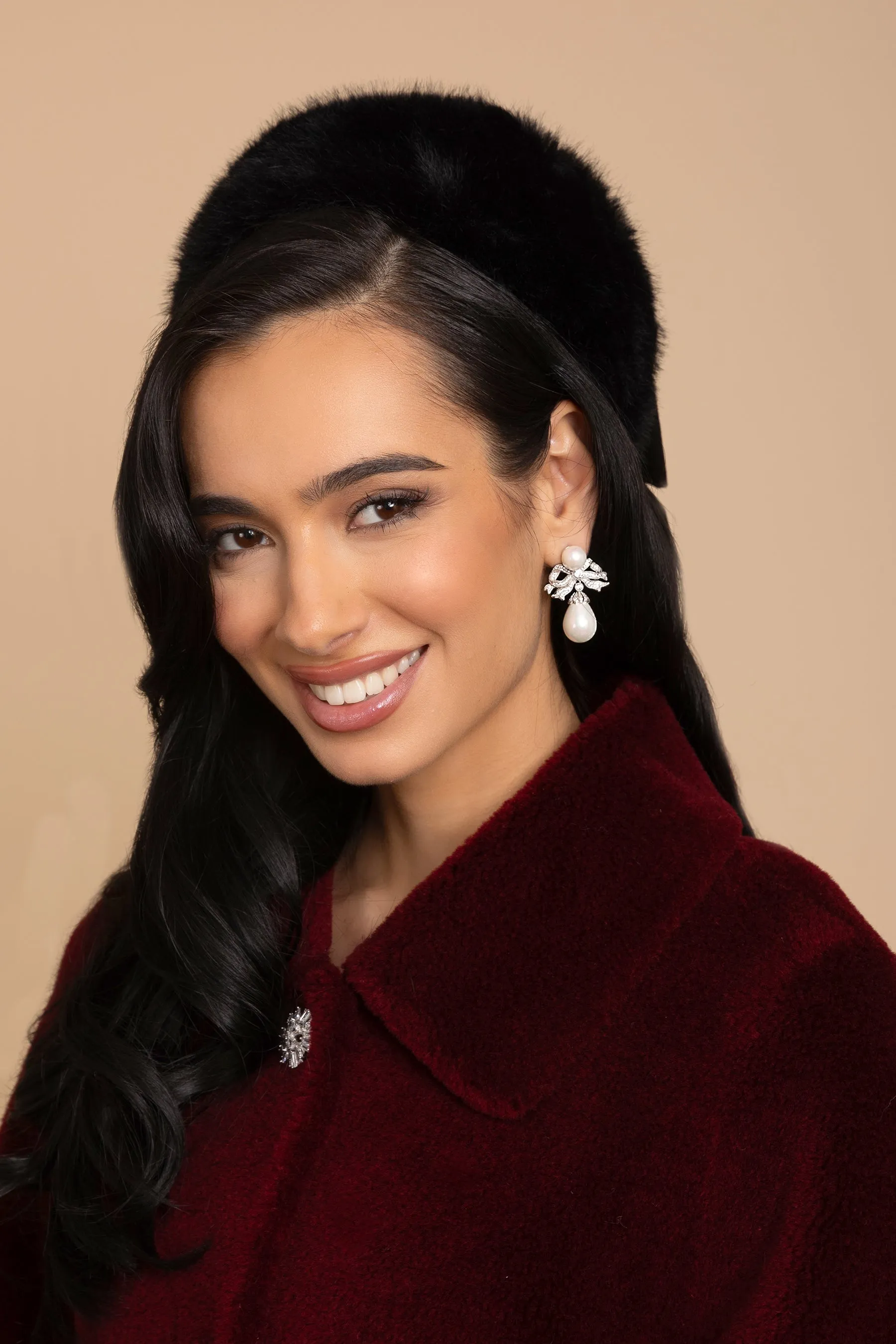 'Fairytale' Wool and Faux Fur Teddy Coat in Rosso