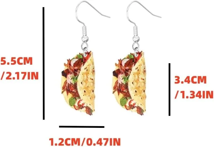 Funny Imitation Food Drop Dangle Earrings for Women Acrylic Taco Hamburger Hot Dog Bread Fries Cookies Earrings Cute Simulation Snacks Earrings