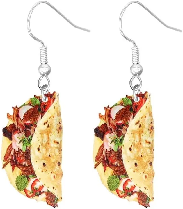 Funny Imitation Food Drop Dangle Earrings for Women Acrylic Taco Hamburger Hot Dog Bread Fries Cookies Earrings Cute Simulation Snacks Earrings