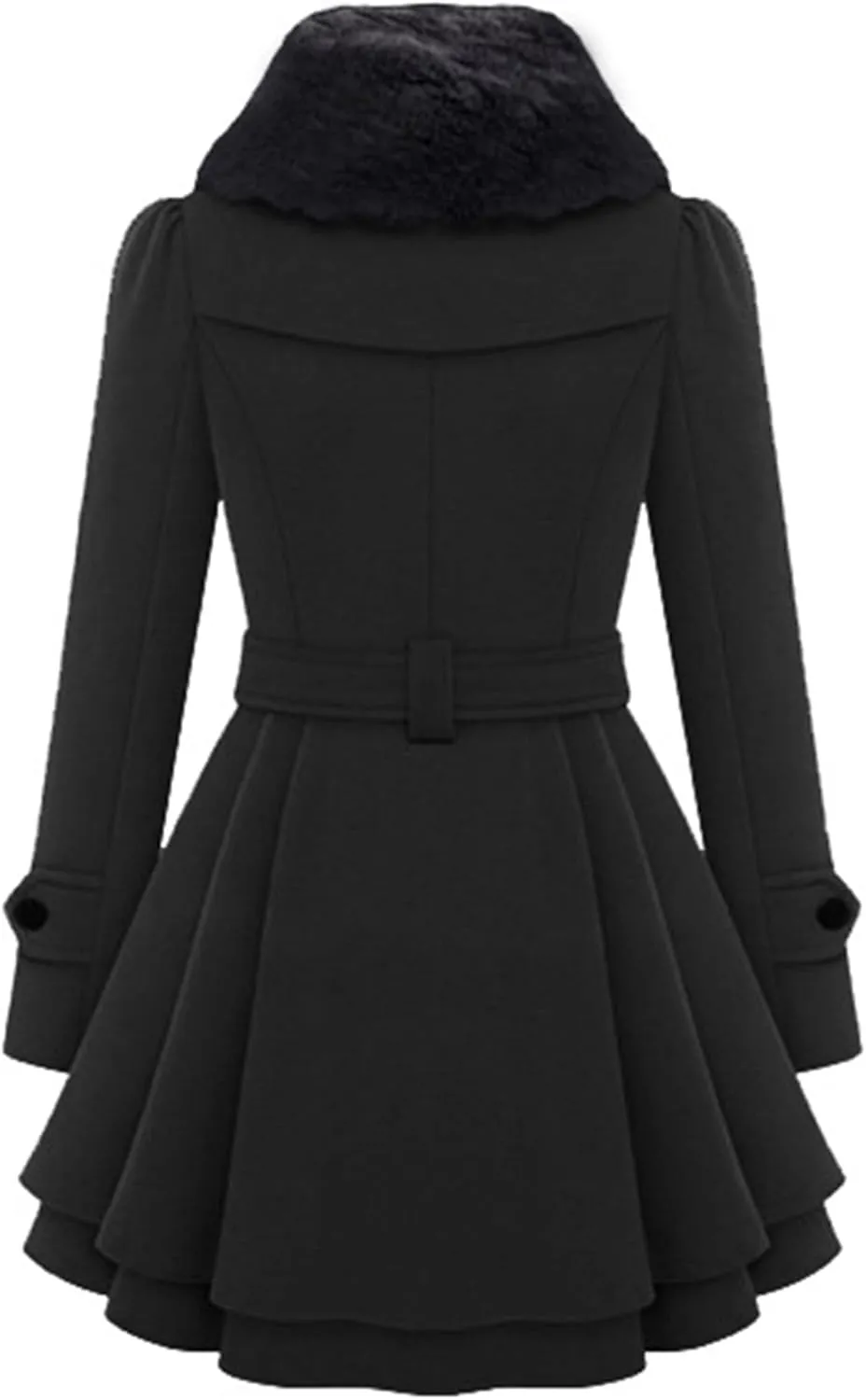 GRASWE Women's Trench Coat Long Sleeve Lapel Pea Coat Long Jackets