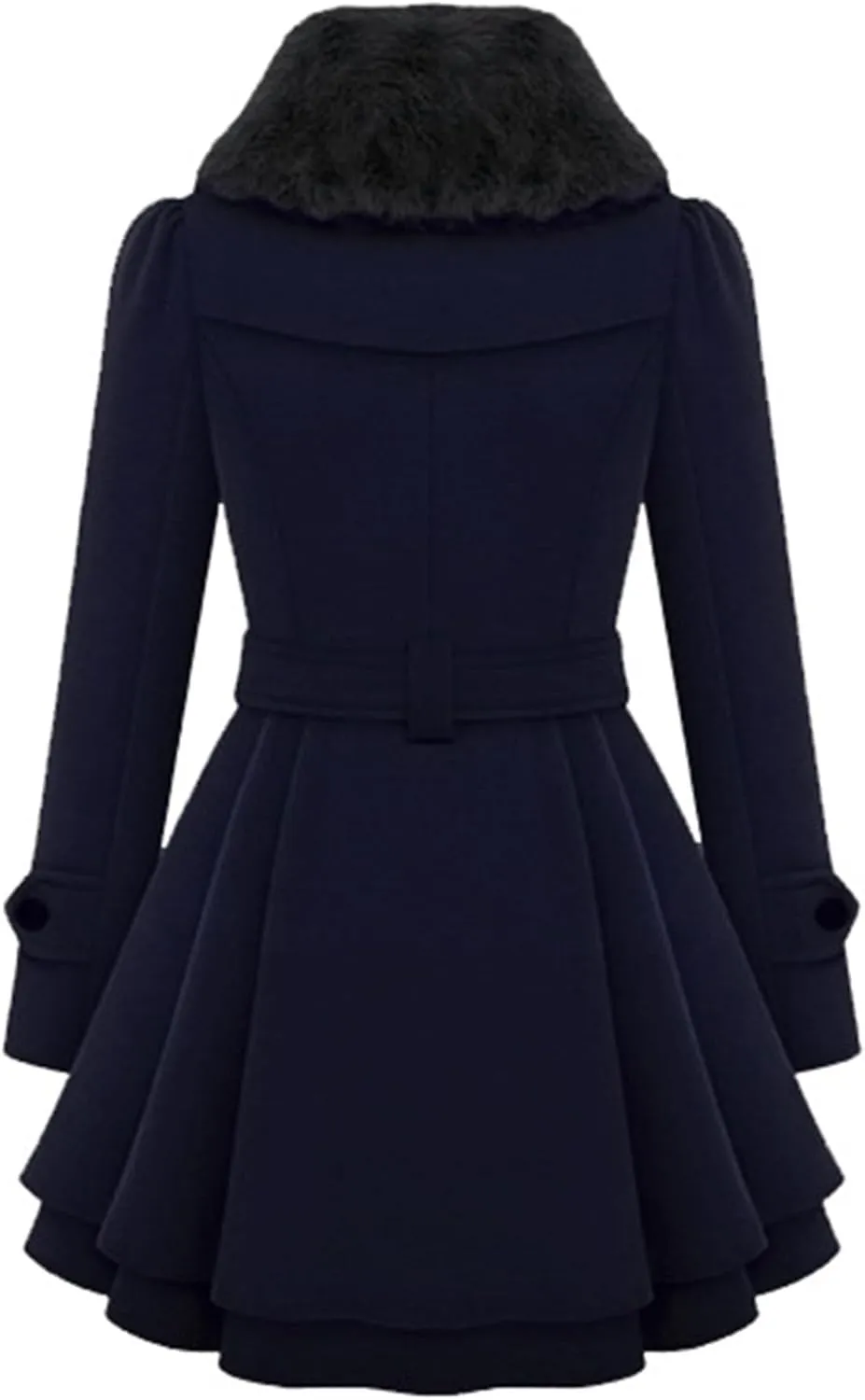 GRASWE Women's Trench Coat Long Sleeve Lapel Pea Coat Long Jackets