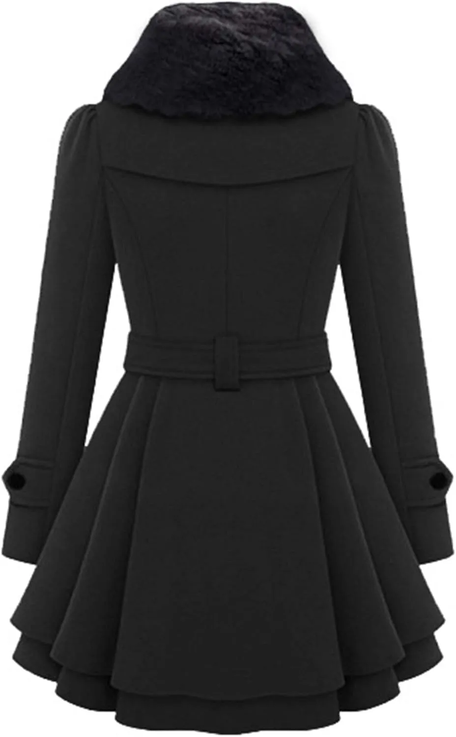 GRASWE Women's Trench Coat Long Sleeve Lapel Pea Coat Long Jackets