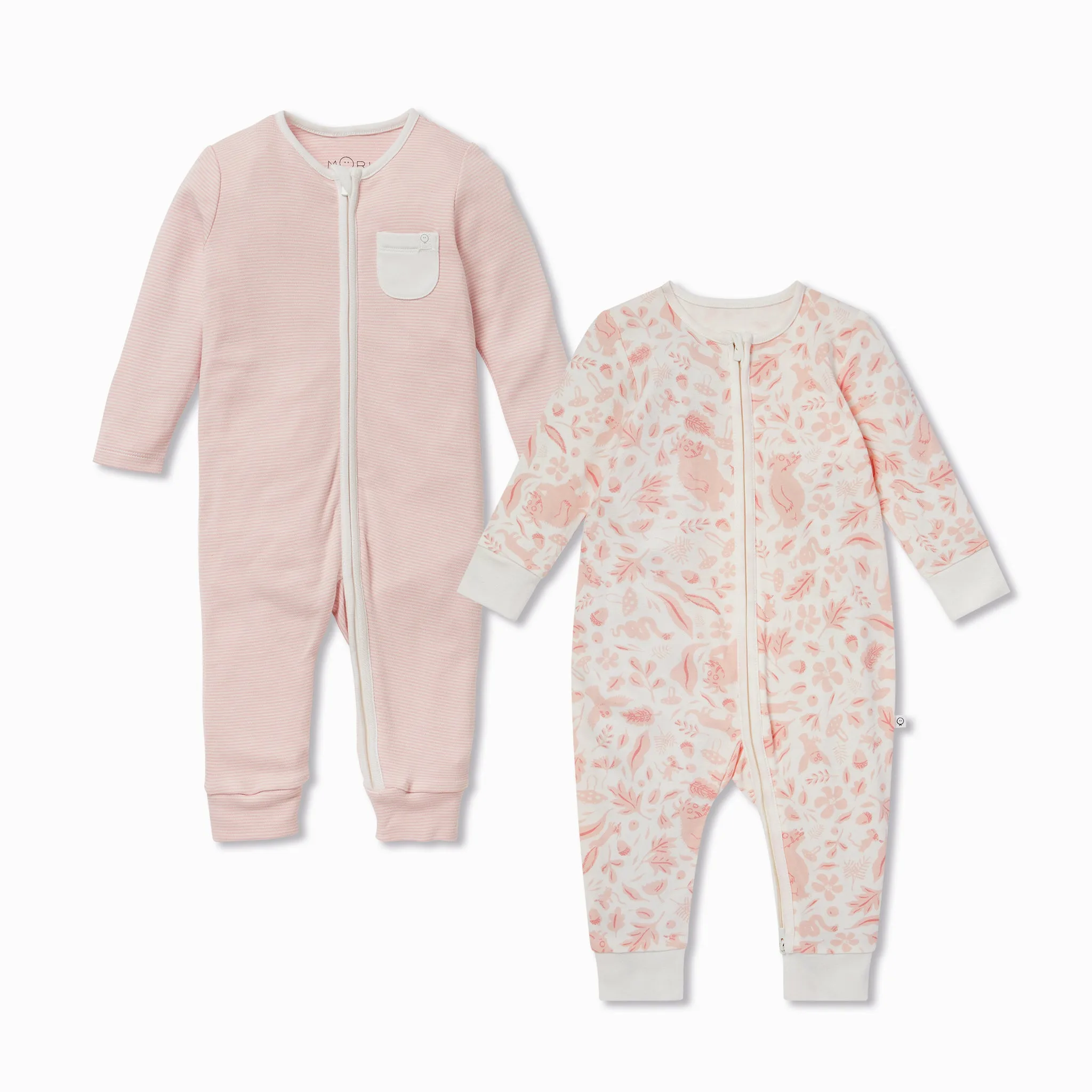 Gruffalo Foxglove Pink Zip-Up Sleepsuit 2 Pack
