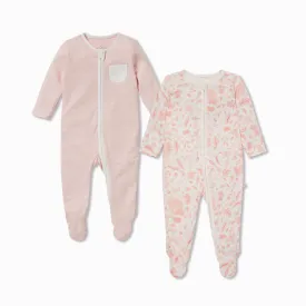 Gruffalo Foxglove Pink Zip-Up Sleepsuit 2 Pack