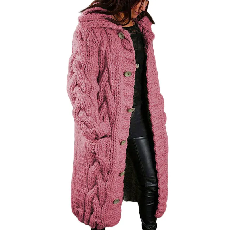 Hand-Knitted Thick-Line Jumper Coat