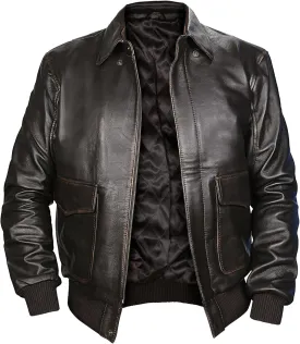 Indian Jones Jacket - Cockpit A2 Jacket Brown Leather Bomber - Air Force WW2 Pilot Leather Sheepskin Aviator Jackets