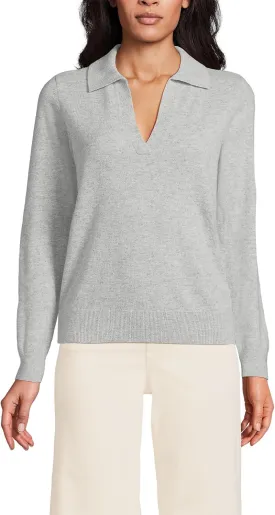 Lands' End Women's Cashmere Johnny Collar Sweater