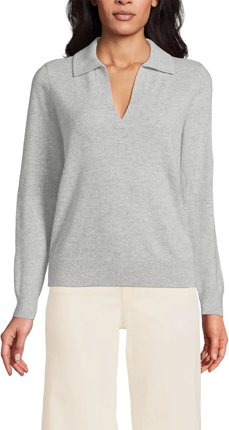 Lands' End Women's Cashmere Johnny Collar Sweater