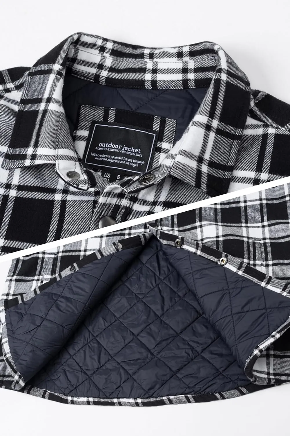MAGNIVIT Mens Flannel Shirt Jacket Plaid Quilted Lined Coat Button Down Shirts Jacket Casual Winter Coat with Pocket