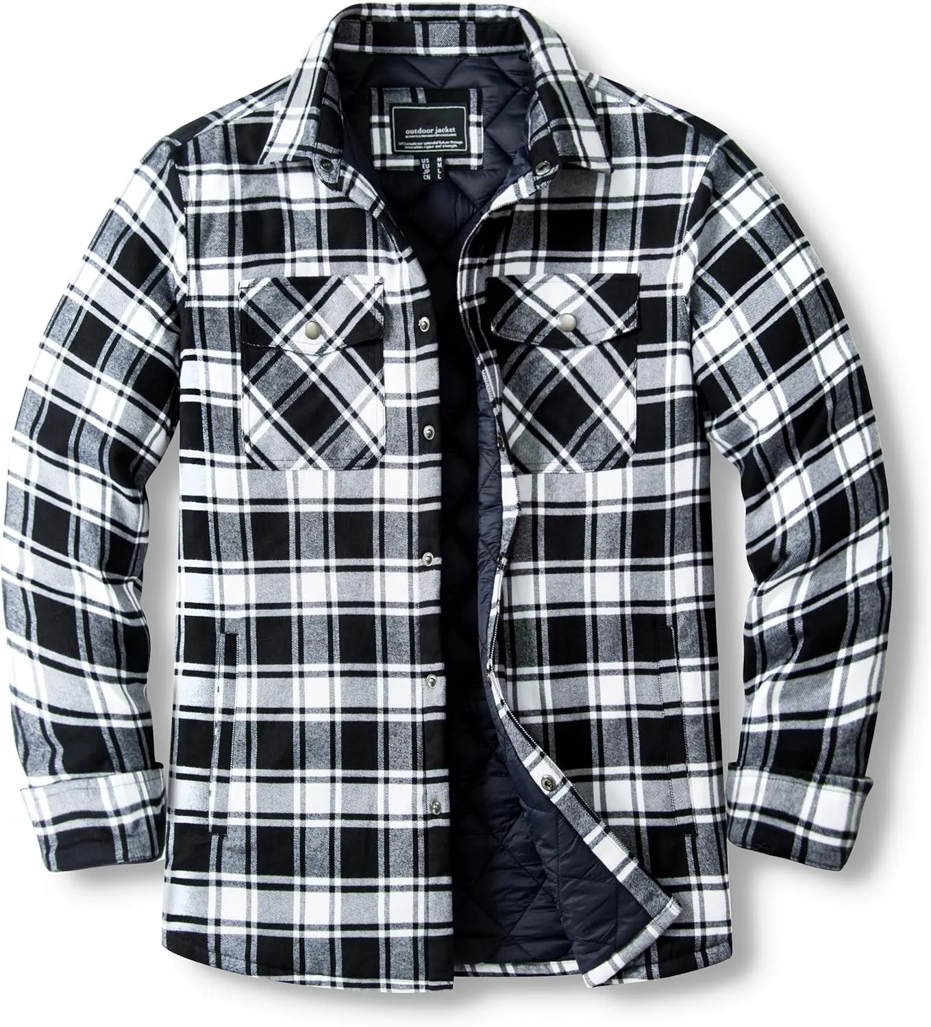 MAGNIVIT Mens Flannel Shirt Jacket Plaid Quilted Lined Coat Button Down Shirts Jacket Casual Winter Coat with Pocket
