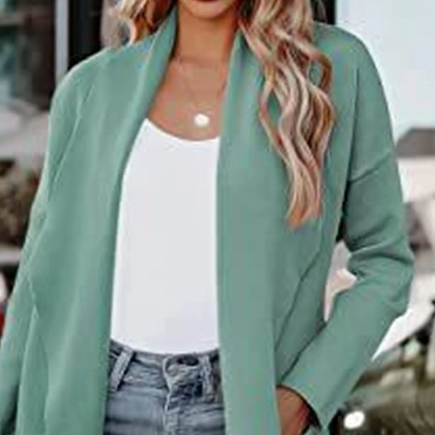Maiyifu-GJ Women's Long Wool Blend Cardigan Sweaters Long Sleeve Lapel Casual Trench Coat Spring Fall Long Jacket Overcoat
